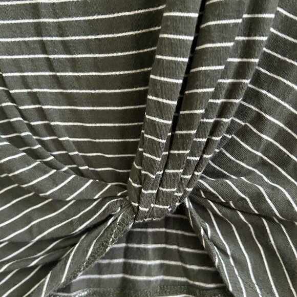Nine Britton Army Green With White Stripes Relaxed Twist Front T-Shirt, Size L - Picture 2 of 6